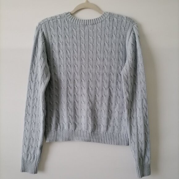 J.Galt Womens Blue Long Sleeve V Neck Cable Knit Pullover Sweater OS - Picture 2 of 7